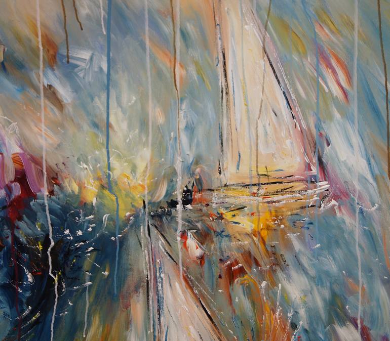 Original Abstract Sailboat Painting by Peter Nottrott