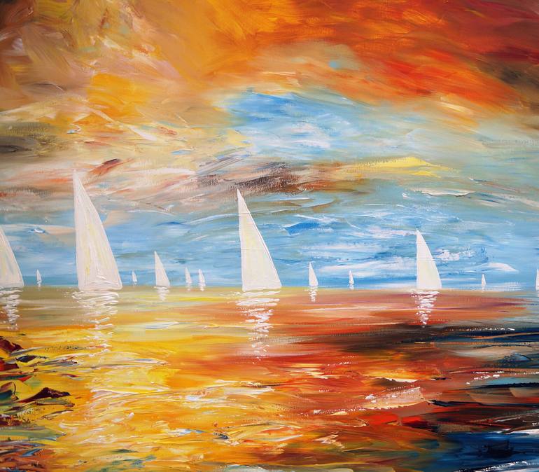 Original Abstract Expressionism Sailboat Painting by Peter Nottrott