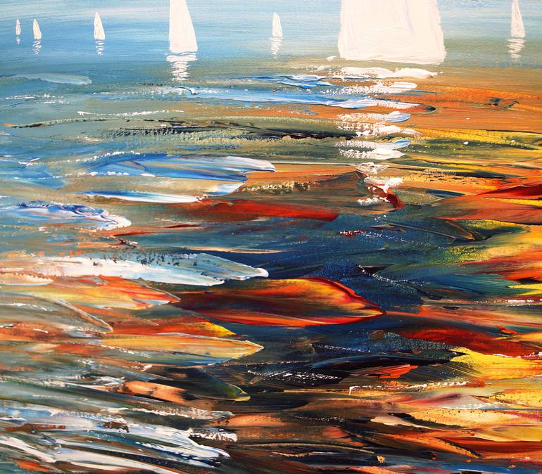 Original Abstract Expressionism Sailboat Painting by Peter Nottrott