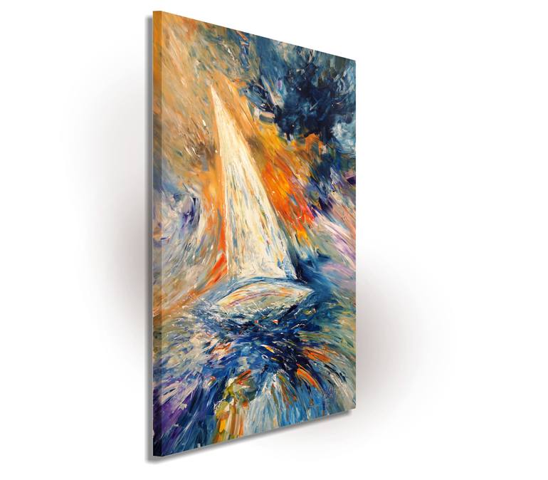 Original Abstract Expressionism Sailboat Painting by Peter Nottrott