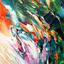 blue green orange abstract painting