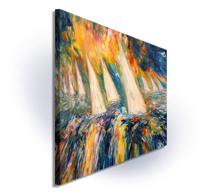 Original Abstract Expressionism Sailboat Painting by Peter Nottrott