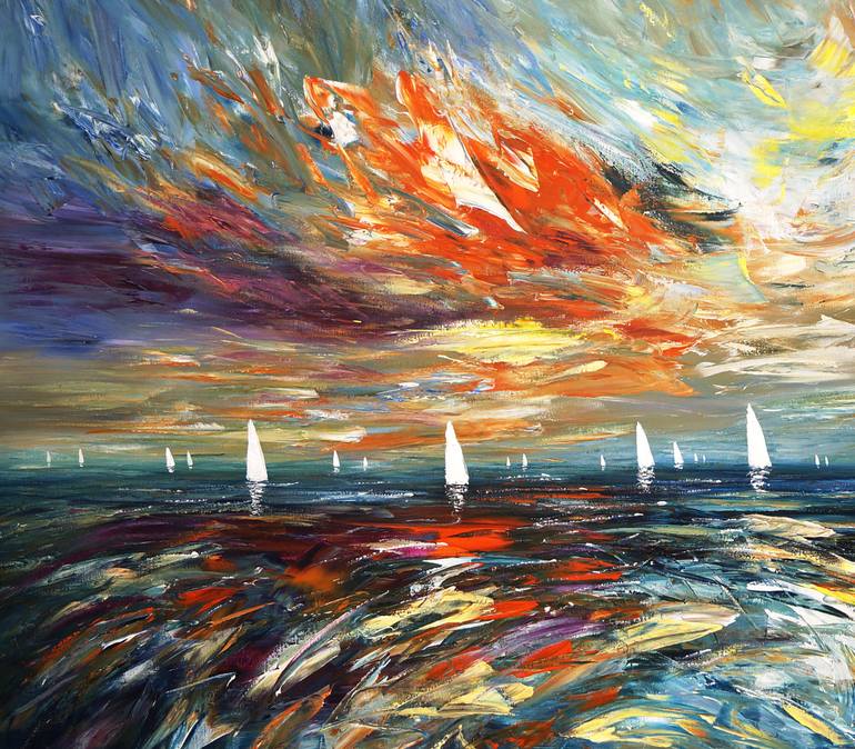 Original Abstract Expressionism Seascape Painting by Peter Nottrott