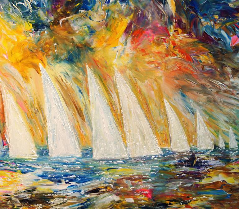 Original Abstract Boat Painting by Peter Nottrott