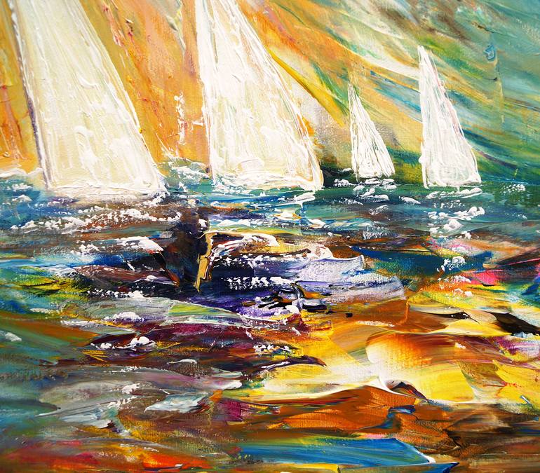 Original Abstract Boat Painting by Peter Nottrott