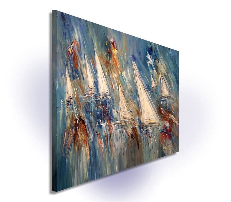 Original Abstract Expressionism Sailboat Painting by Peter Nottrott