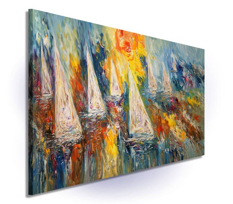 Original Abstract Expressionism Sailboat Painting by Peter Nottrott