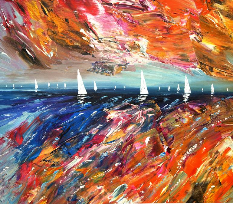 Original Abstract Expressionism Seascape Painting by Peter Nottrott