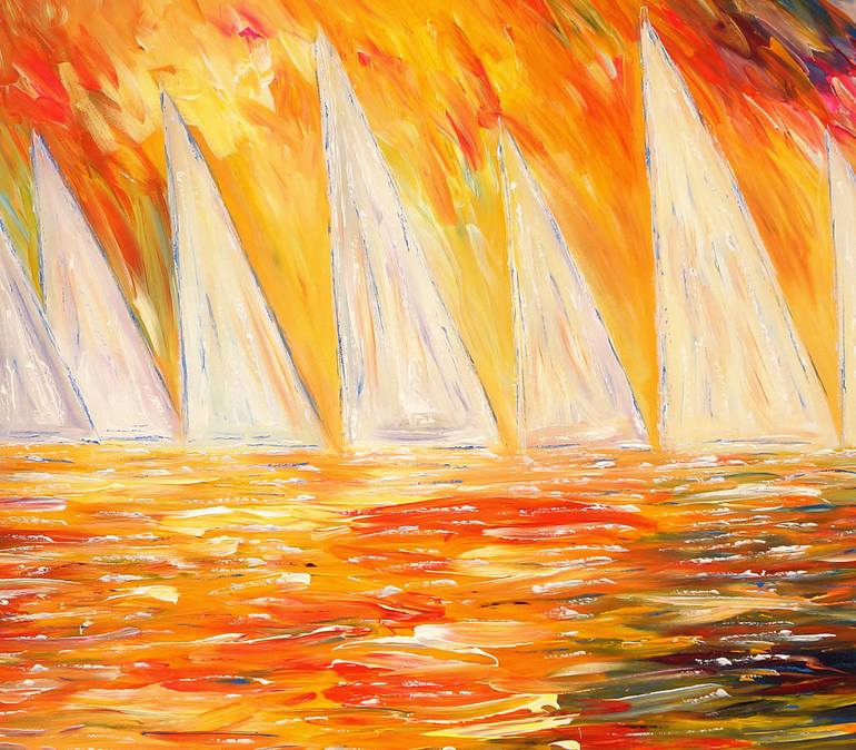 Original Abstract Expressionism Sailboat Painting by Peter Nottrott