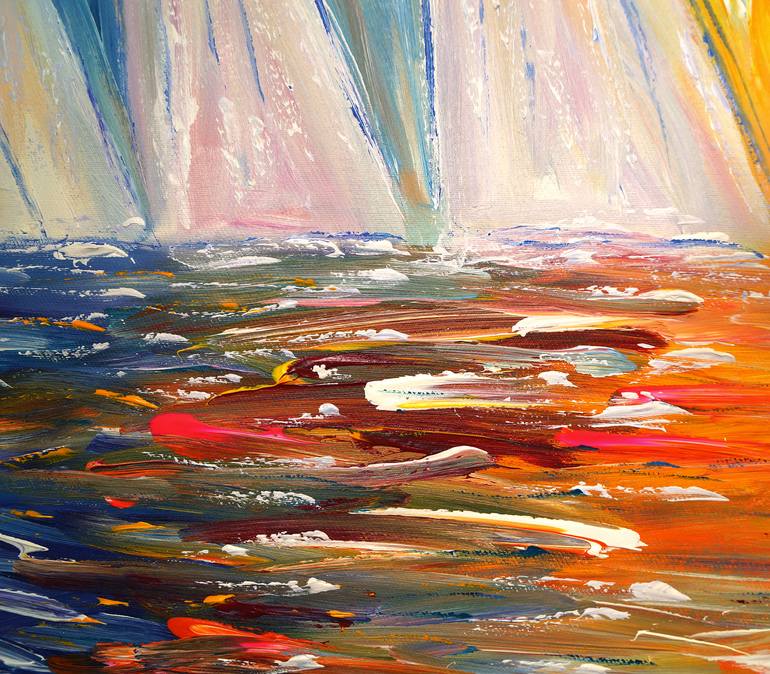 Original Abstract Expressionism Sailboat Painting by Peter Nottrott