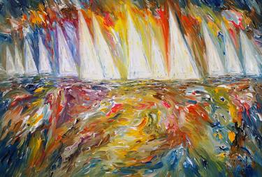 Original Abstract Expressionism Sailboat Paintings by Peter Nottrott