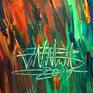 large abstract colorful landscape art painting