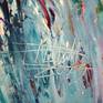 large abstract turquoise yellow white magenta orange art modern painting