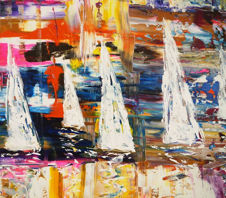 Original Abstract Expressionism Sailboat Painting by Peter Nottrott