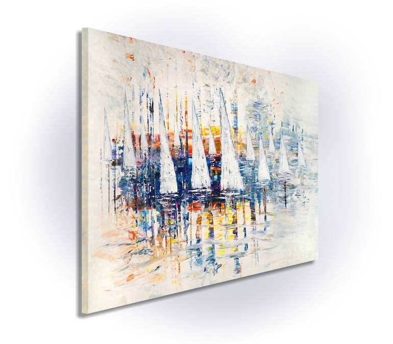 Original Abstract Expressionism Sailboat Painting by Peter Nottrott