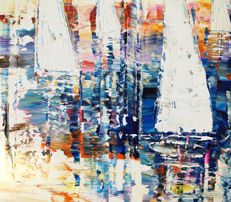 Original Abstract Expressionism Sailboat Painting by Peter Nottrott