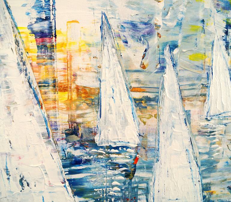 Original Abstract Expressionism Sailboat Painting by Peter Nottrott