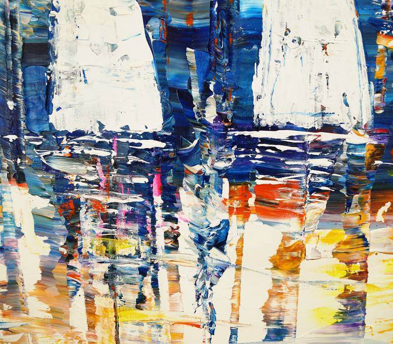 Original Abstract Expressionism Sailboat Painting by Peter Nottrott