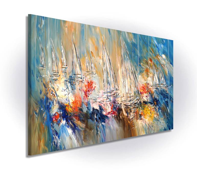 Original Abstract Sailboat Painting by Peter Nottrott