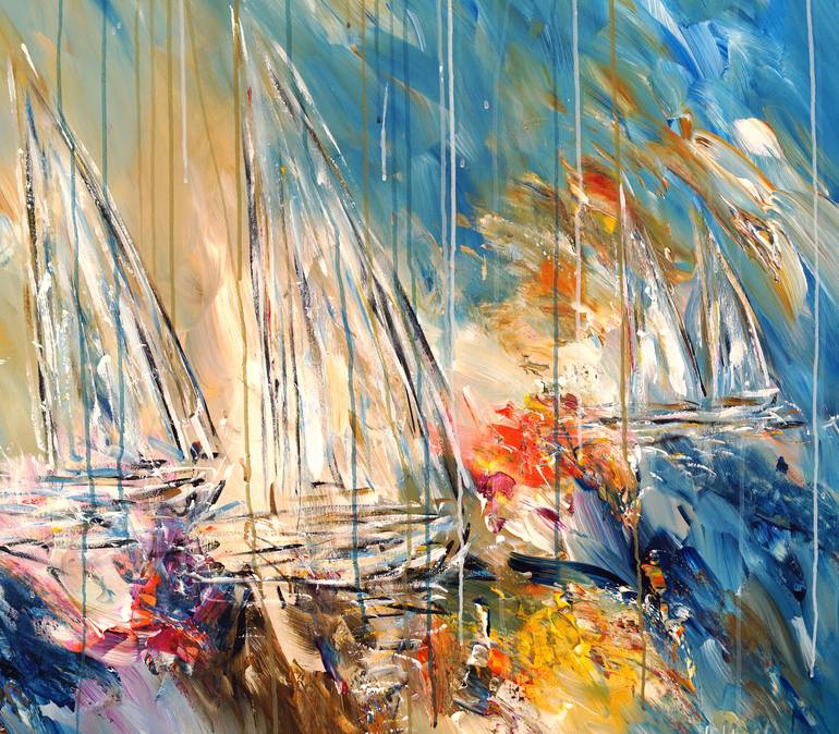 Original Abstract Sailboat Painting by Peter Nottrott