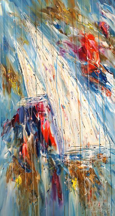 Original Abstract Expressionism Sailboat Paintings by Peter Nottrott