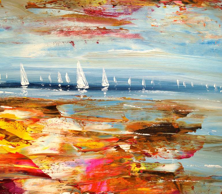 Original Abstract Expressionism Sailboat Painting by Peter Nottrott