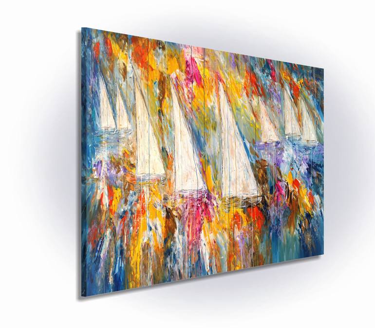 Original Abstract Expressionism Sailboat Painting by Peter Nottrott