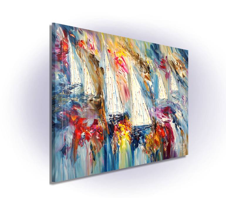 Original Abstract Expressionism Sailboat Painting by Peter Nottrott