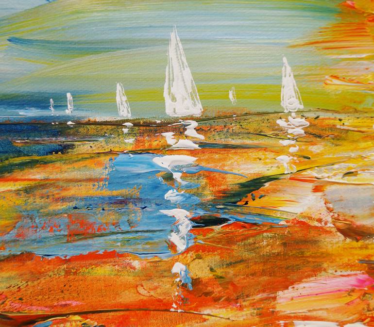 Original Abstract Expressionism Sailboat Painting by Peter Nottrott