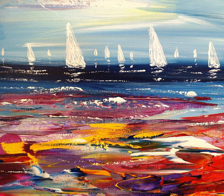 Original Abstract Expressionism Sailboat Painting by Peter Nottrott