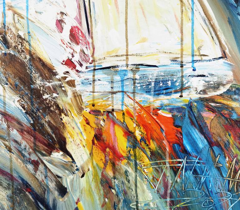 Original Abstract Expressionism Sailboat Painting by Peter Nottrott