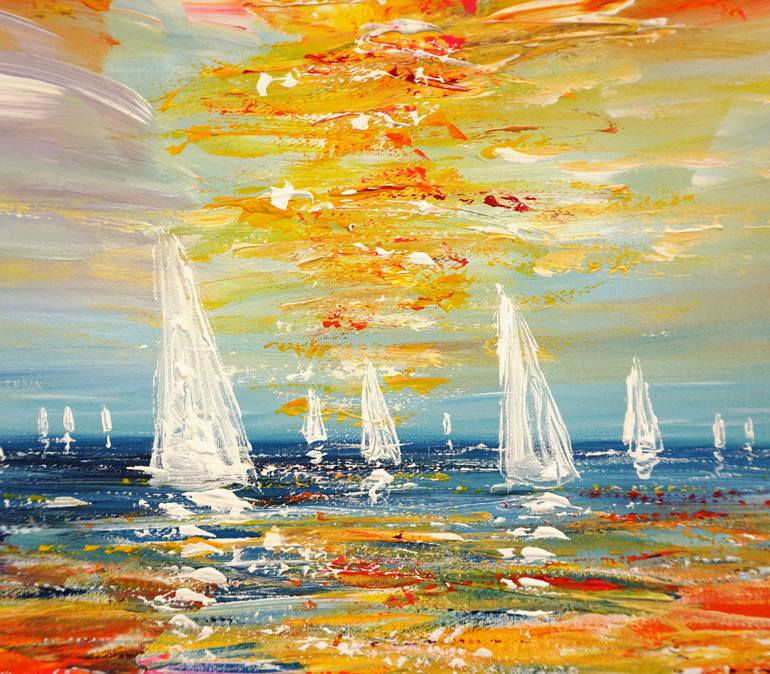 Original Abstract Expressionism Sailboat Painting by Peter Nottrott