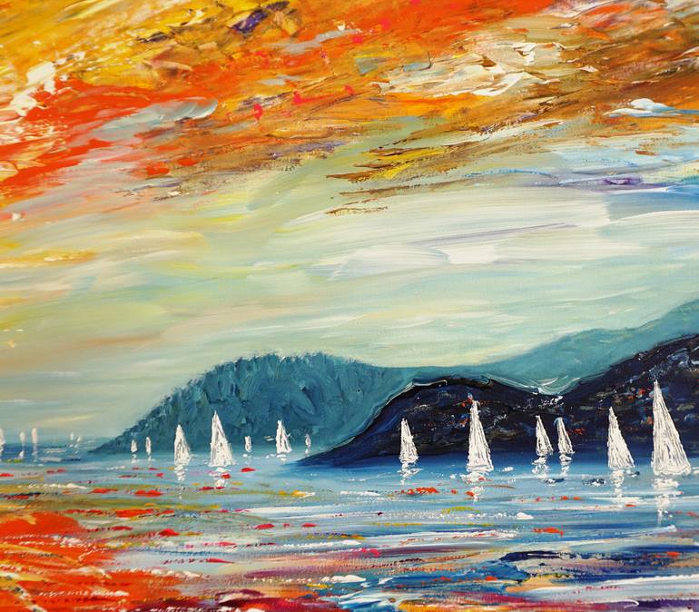 Original Abstract Expressionism Sailboat Painting by Peter Nottrott