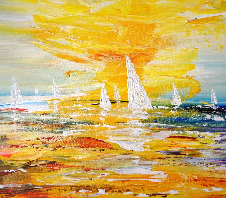 Original Abstract Expressionism Sailboat Painting by Peter Nottrott