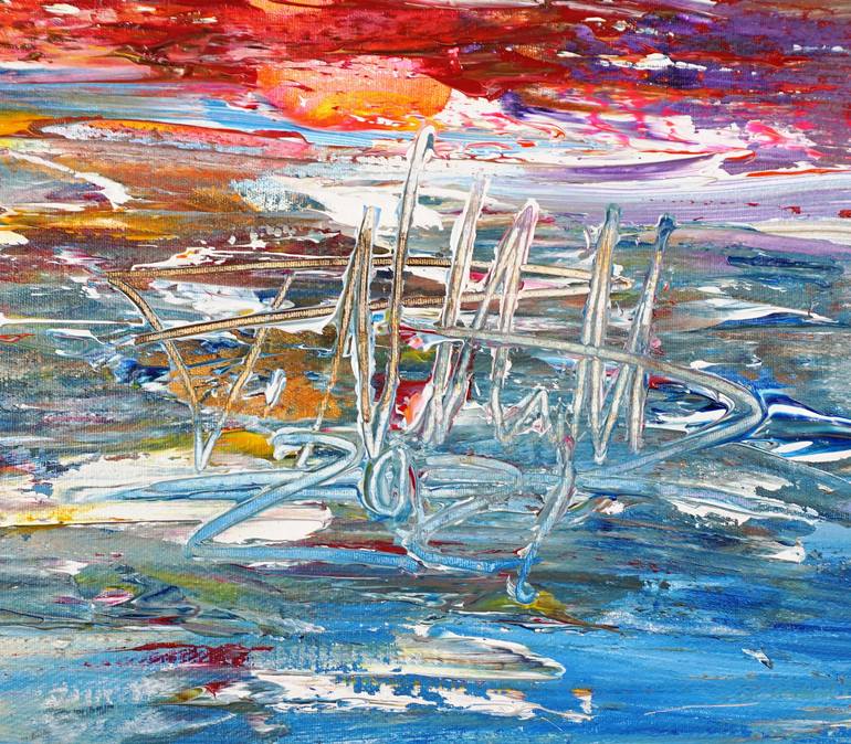 Original Abstract Expressionism Sailboat Painting by Peter Nottrott