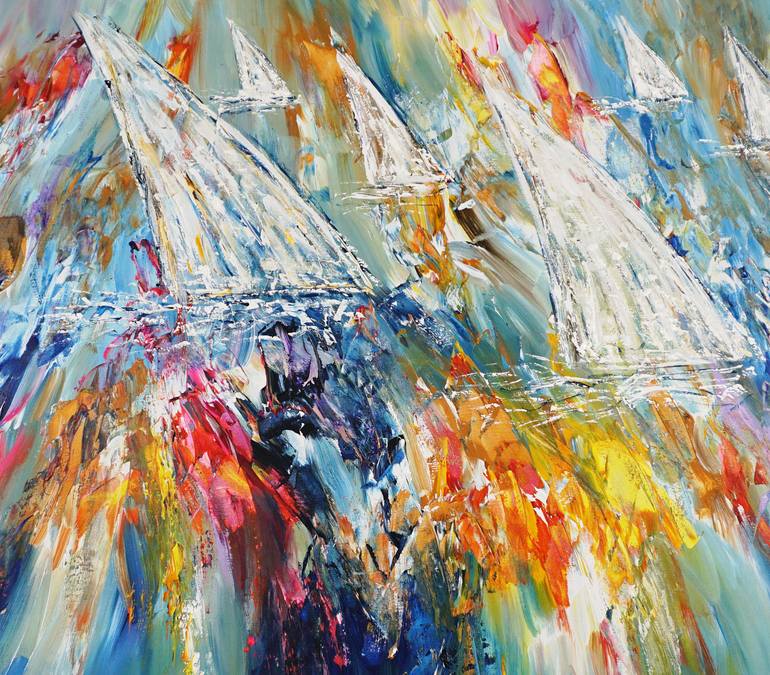 Original Abstract Expressionism Boat Painting by Peter Nottrott
