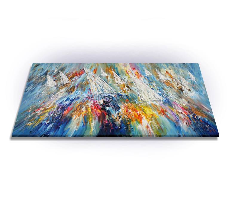 Original Abstract Expressionism Boat Painting by Peter Nottrott