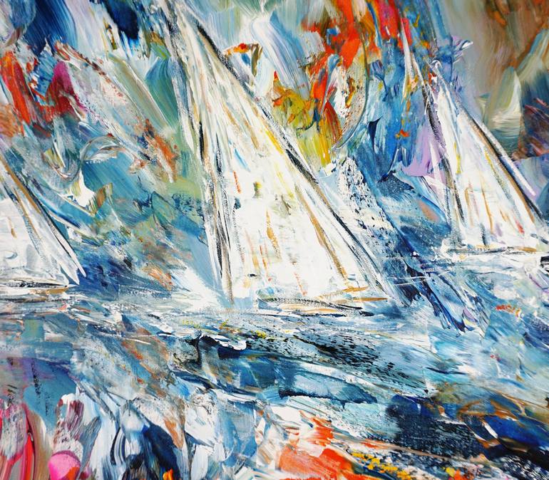 Original Abstract Expressionism Sailboat Painting by Peter Nottrott