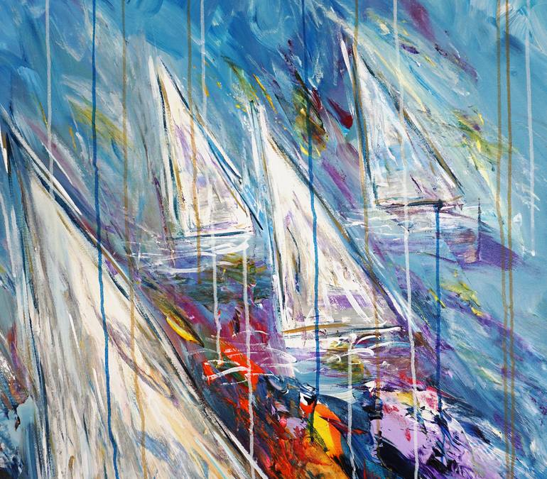 Original Abstract Expressionism Boat Painting by Peter Nottrott