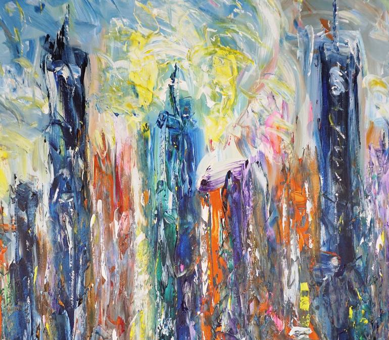 Original Abstract Expressionism Cities Painting by Peter Nottrott