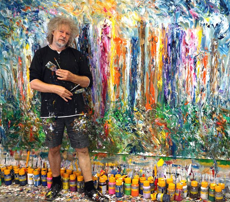 Original Abstract Expressionism Cities Painting by Peter Nottrott