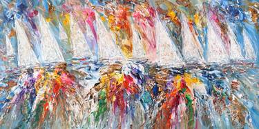 Original Abstract Expressionism Sailboat Paintings by Peter Nottrott