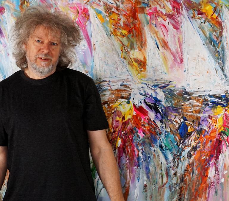 Original Abstract Expressionism Boat Painting by Peter Nottrott