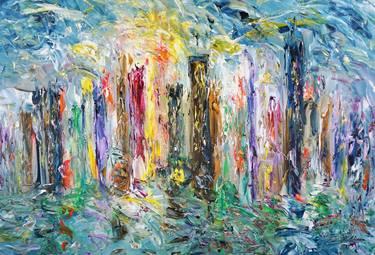 Original Abstract Expressionism Cities Paintings by Peter Nottrott