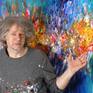 The Artist Peter Nottrott and the artwork 'Stick: Turquoise Daydream 2'.