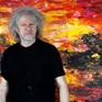 The Artist Peter Nottrott and the artwork 'Evening Sunset XL 2'.