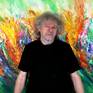 The Artist Peter Nottrott and the artwork 'Green Energy Waves XXL 1'.