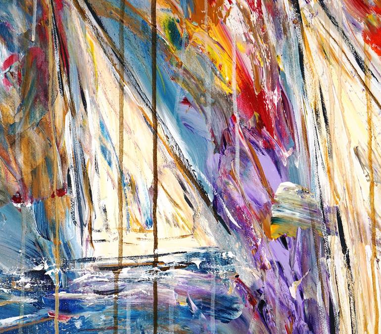 Original Abstract Expressionism Sailboat Painting by Peter Nottrott