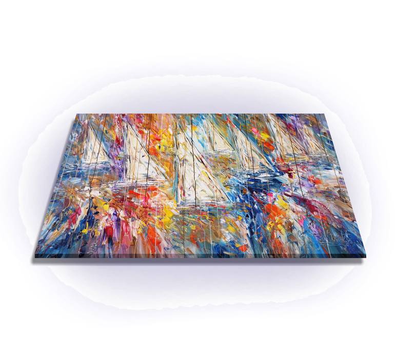 Original Abstract Expressionism Sailboat Painting by Peter Nottrott