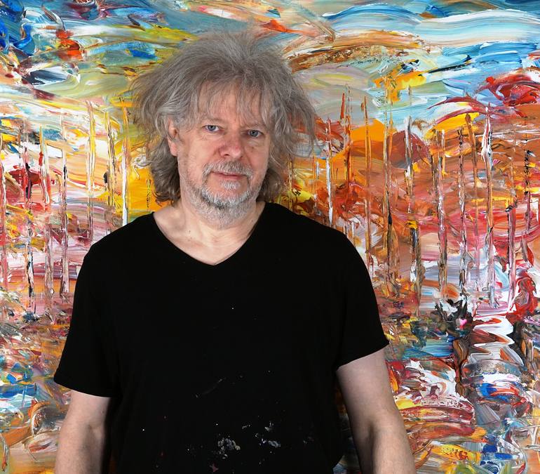 Original Abstract Expressionism Sailboat Painting by Peter Nottrott